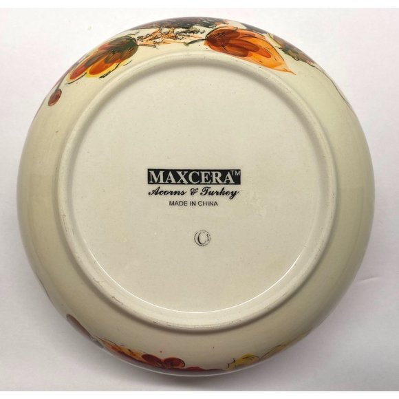 Maxcera Thanksgiving Acorns of Turkey Soup Bowl Cereal Ceramic 5.5" Across - Picture 3 of 9